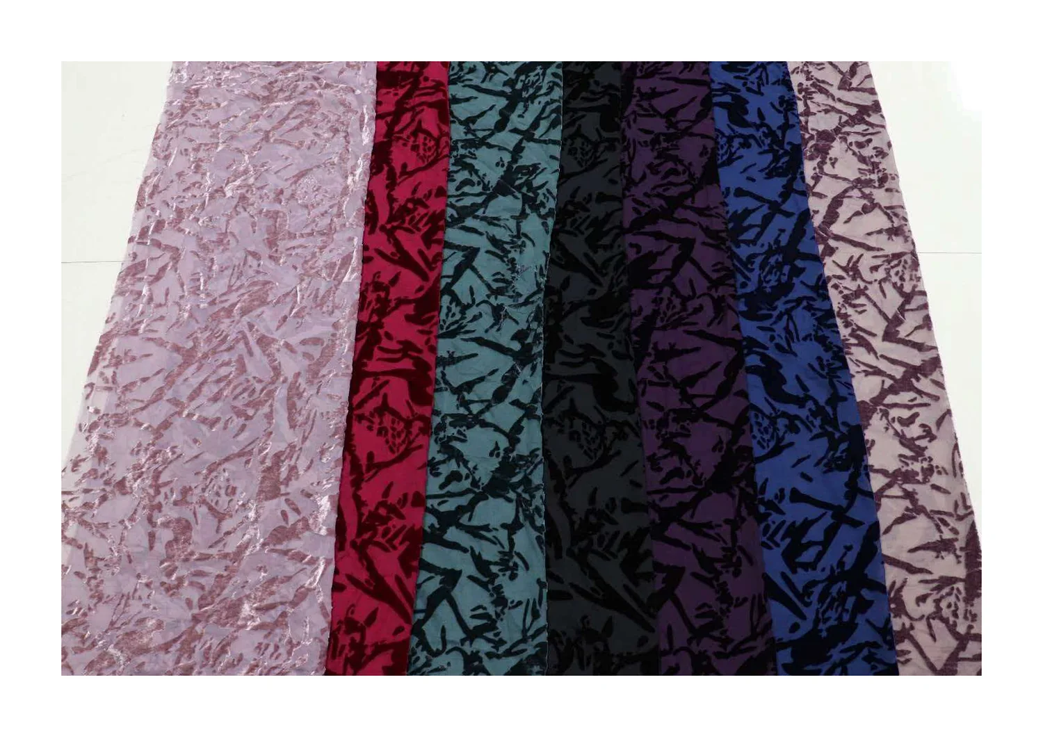 abstract tree branch burnout devore velvet seven colors