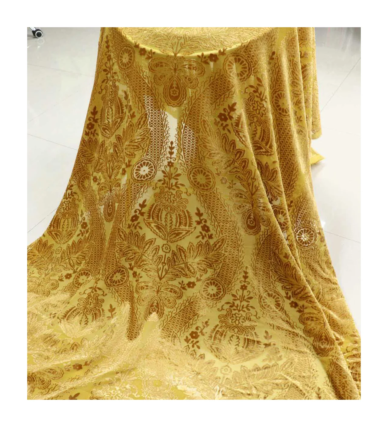 gold paisley burnout velvet for dirac