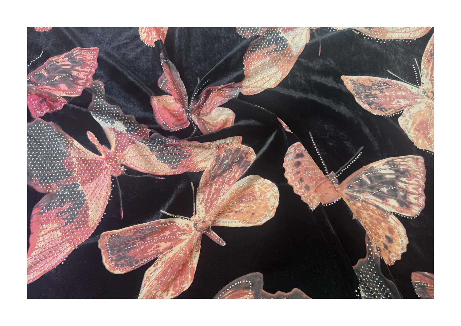 rhinestone butterfly velvet for African party dress