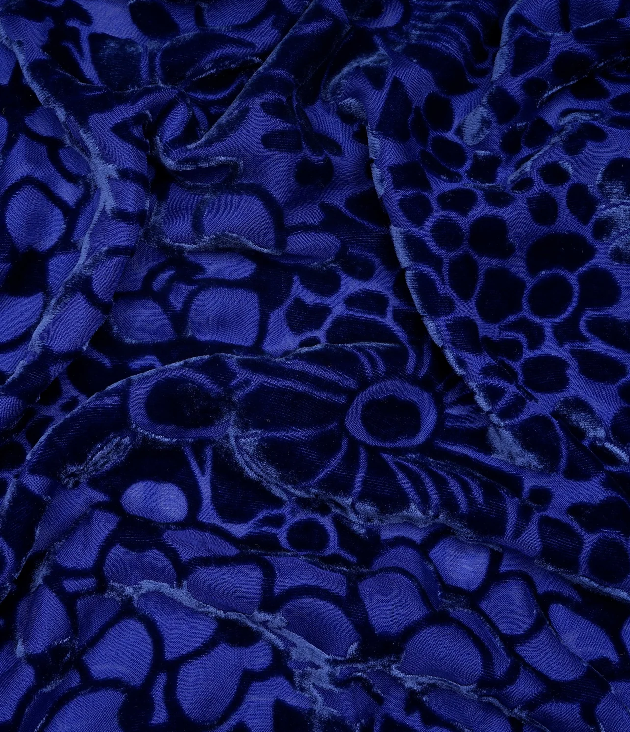 burnout velvet royal blue geometric lace overlay