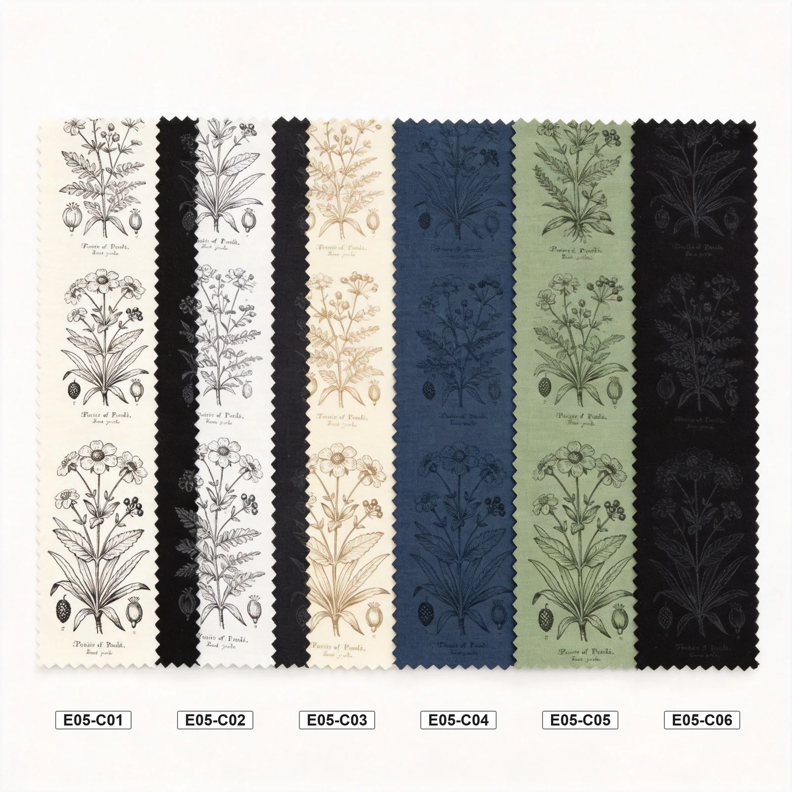 E05 Botanical Illustration 6 colorways