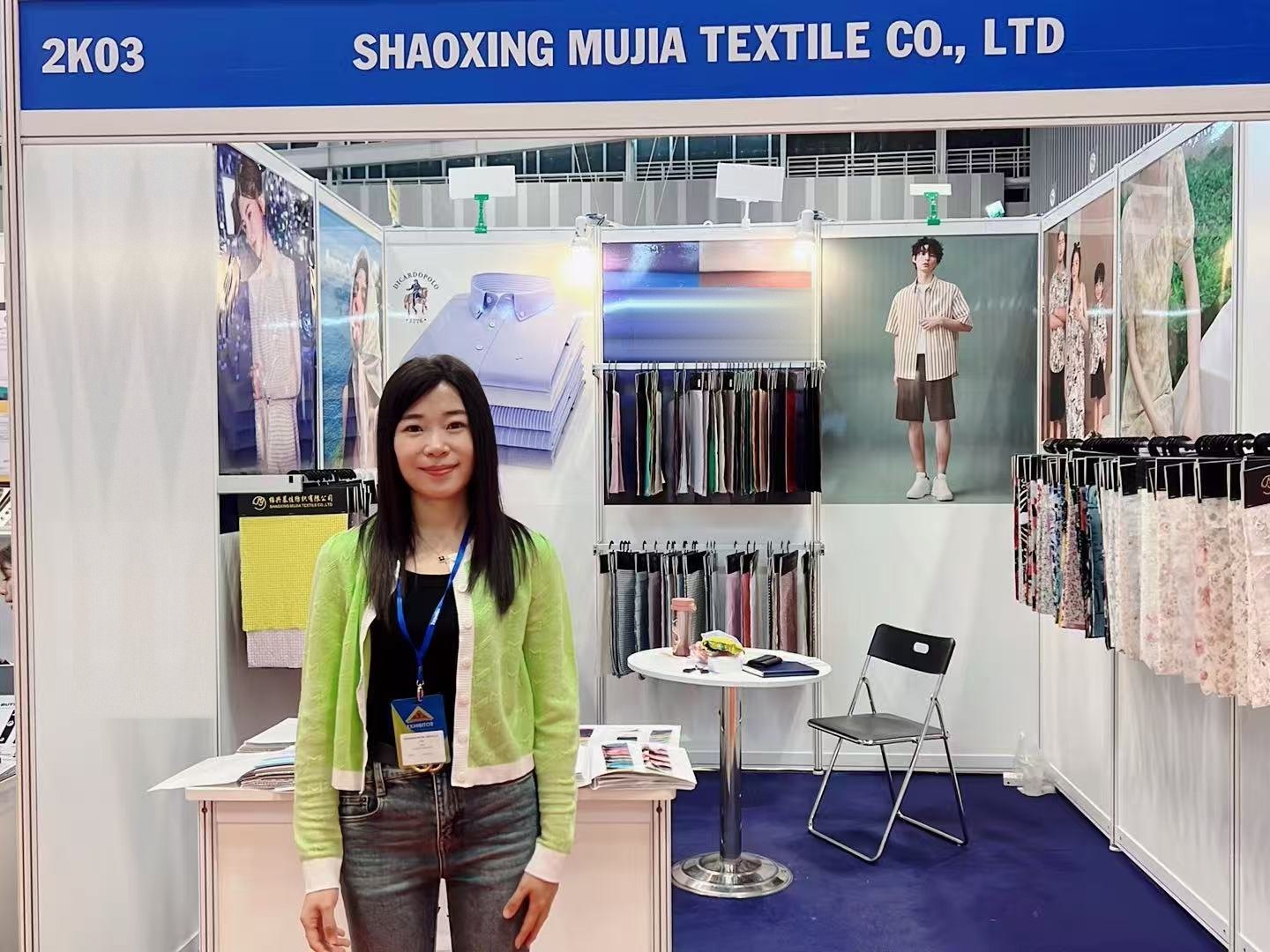 Shaoxing Mujia Textile Co., Ltd. - burnout velvet, stretch velvet, corduroy and wide-width prints - booth 2K03 at Asia Fashion Fair AFF Vietnam 2024, Ho Chi Minh City Exhibition and Trade Center