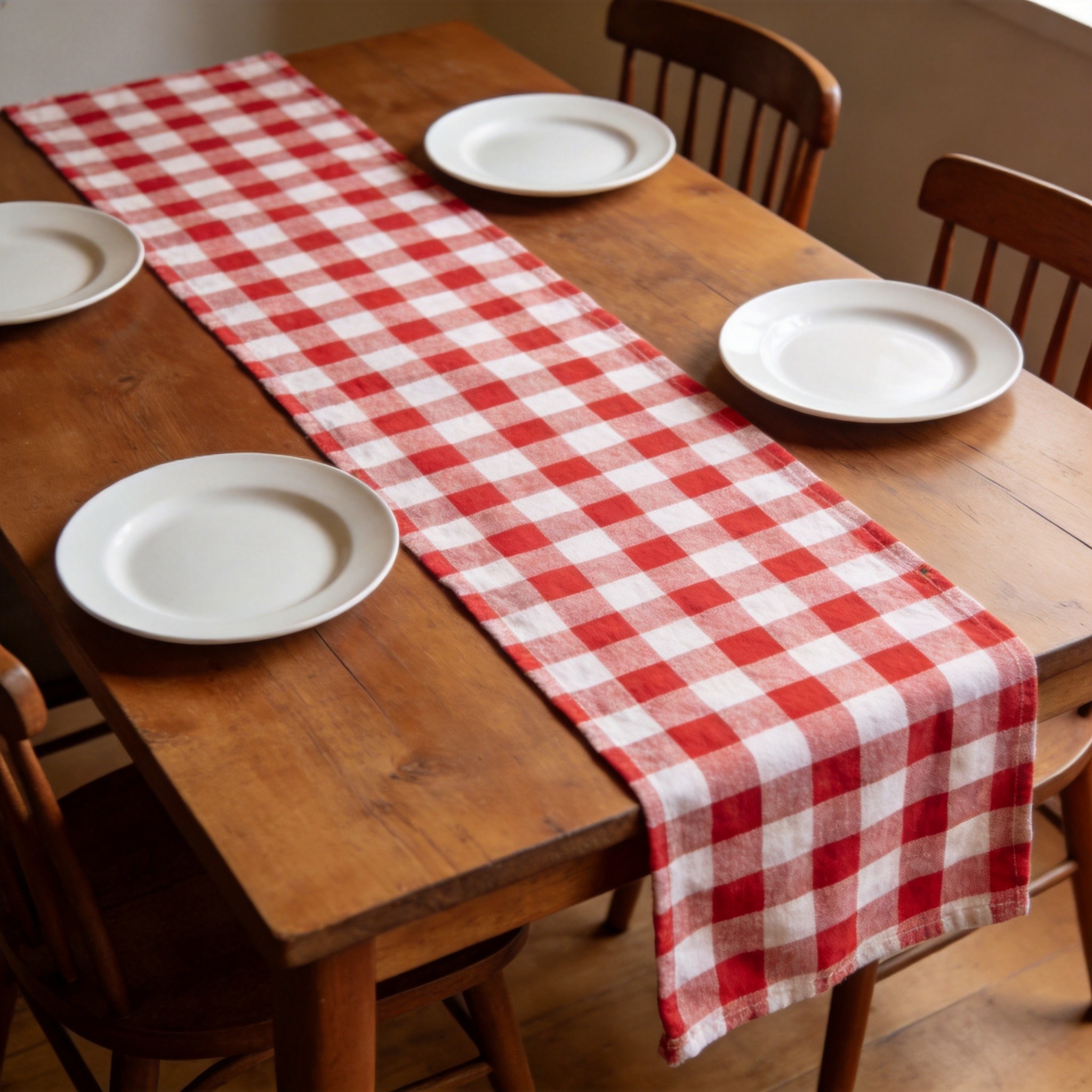 Chemins de table en vichy rouge en coton