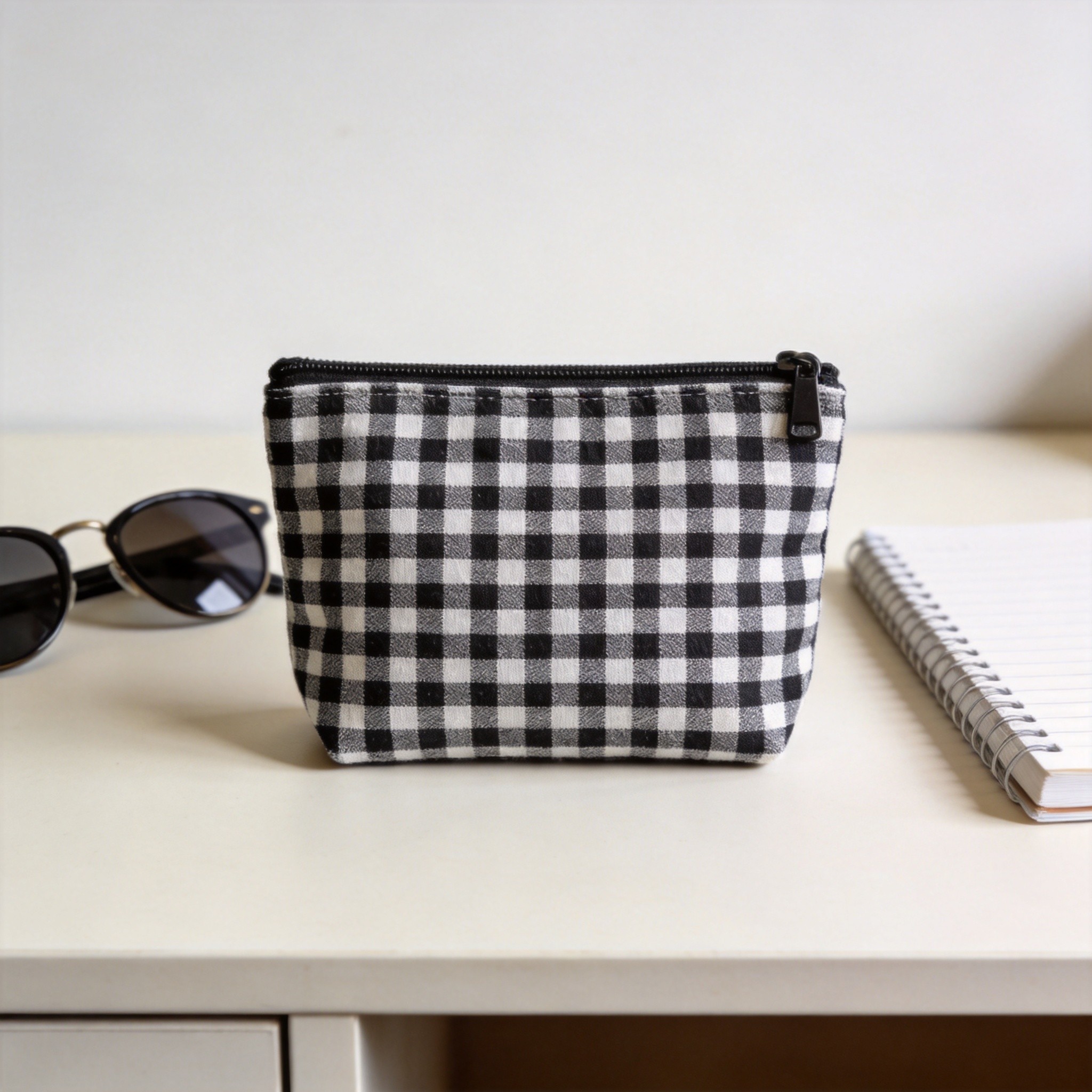 Pochette en vichy noir en coton