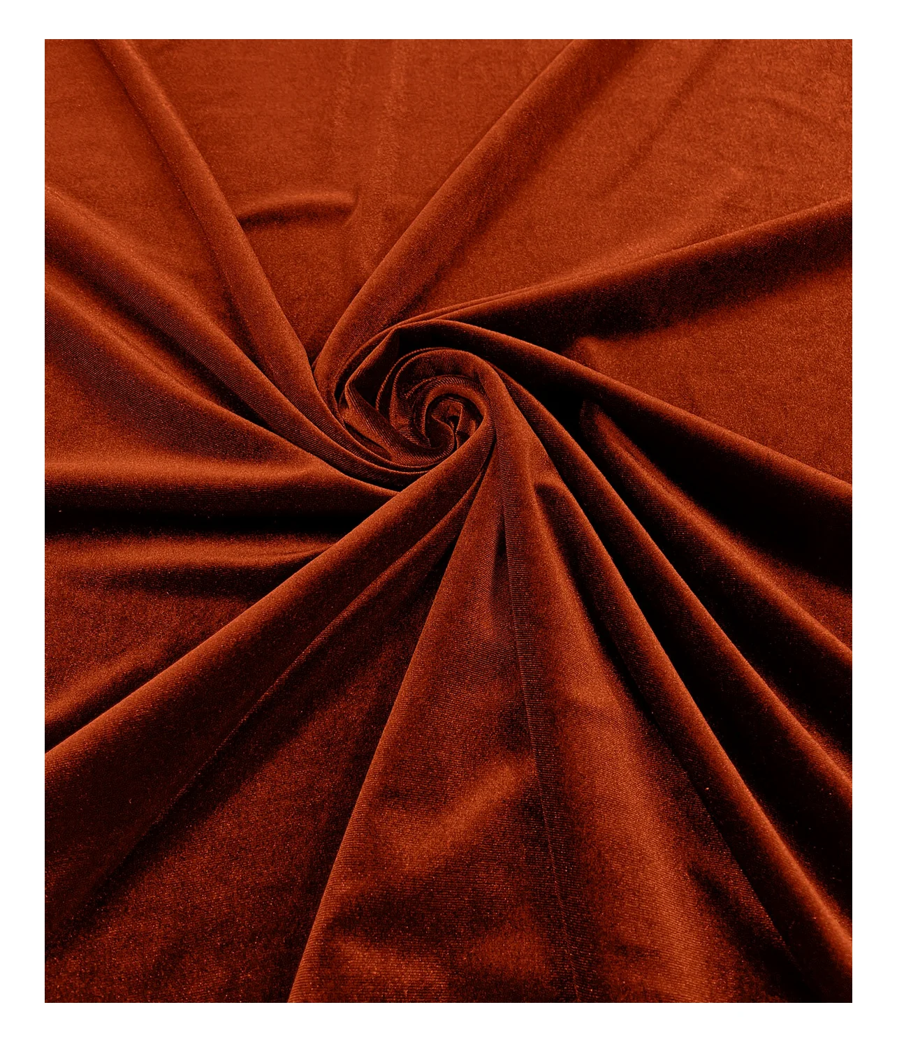 terracotta solid dyed viscose velvet fabric